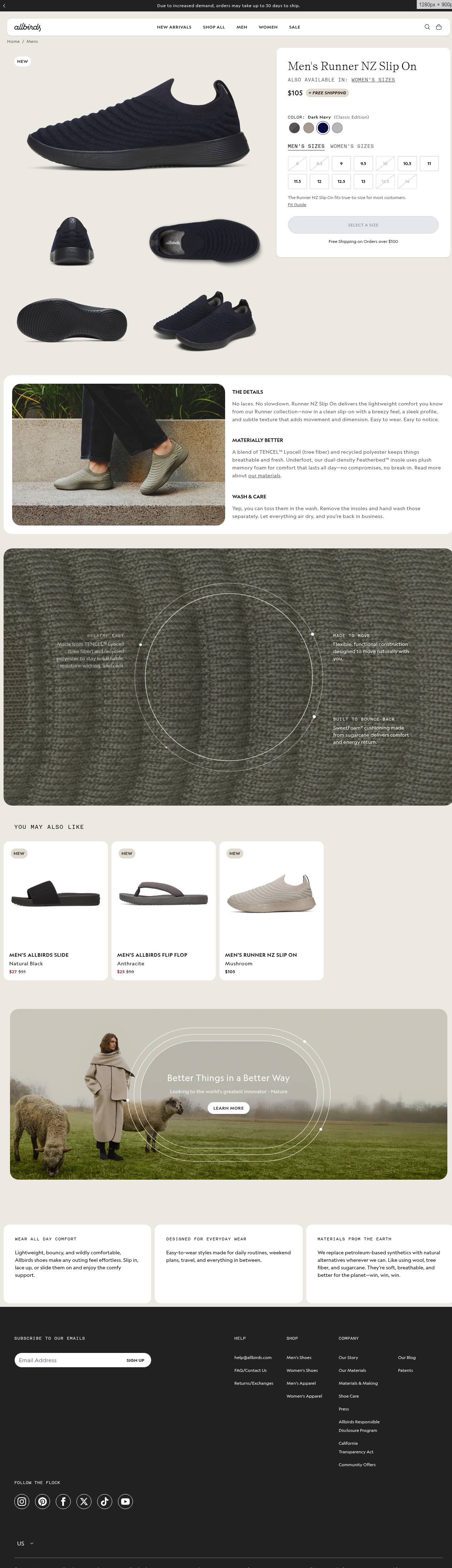 Capture from the allbirds.com audit